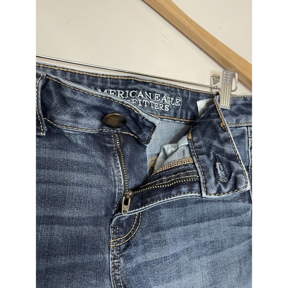 American Eagle Women's 8 Midi Denim Shorts Cuffed Dark Wash - Picture 3 of 6